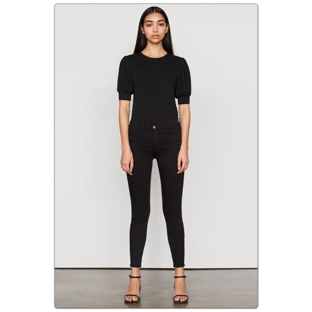 Frame Jeans Le Skinny de Jeanne Crop in Film Noir Black